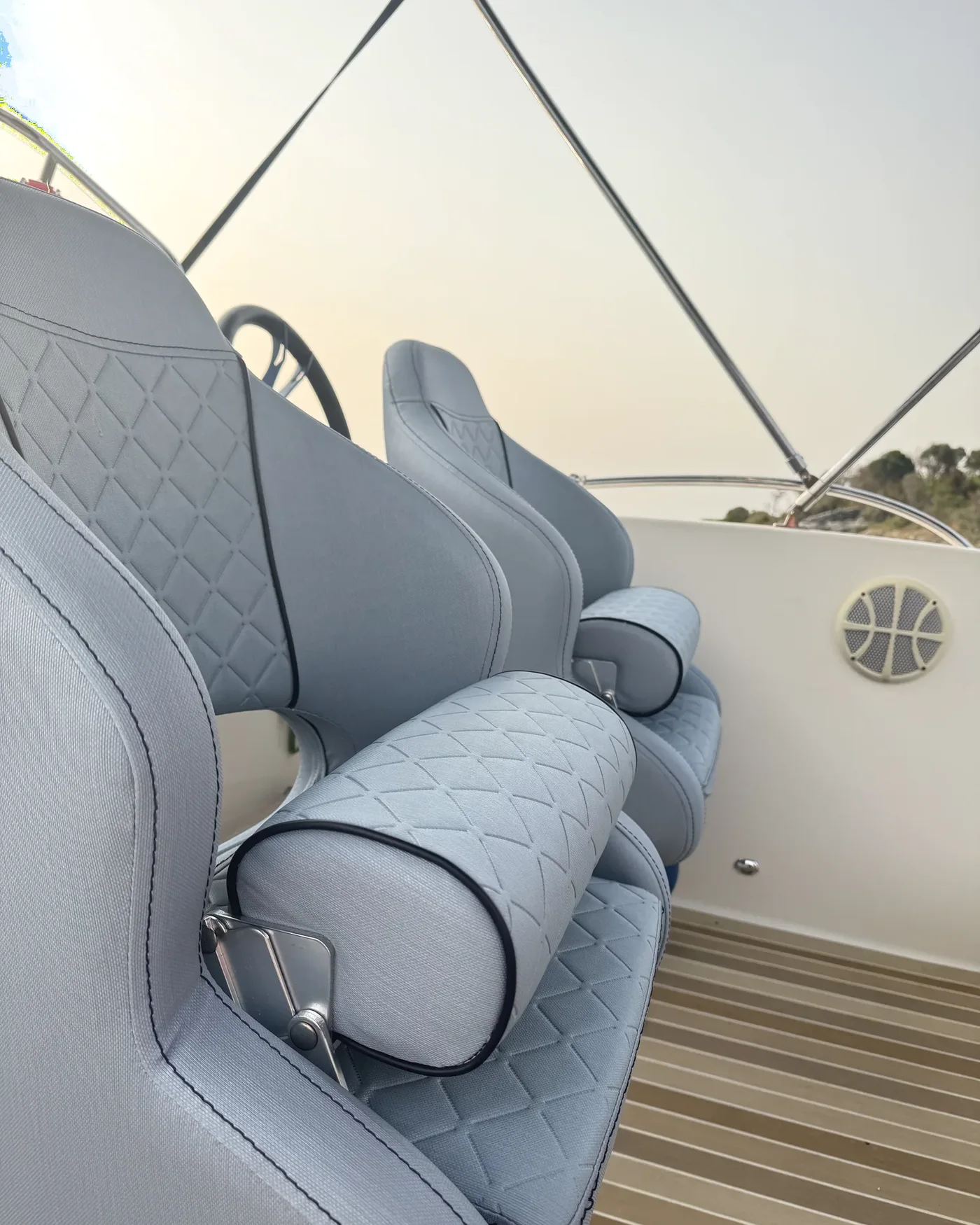 Custom helm seating upholstery